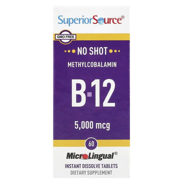 Superior Source, Methylcobalamin B-12, 5,000 mcg, 60 MicroLingual® Instant Dissolve Tablets — product photo 1