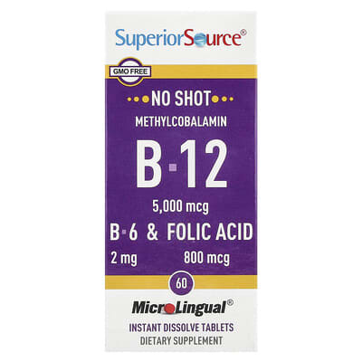 Superior Source, Methylcobalamin B-12, B-6 & Folic Acid, 60 MicroLingual Instant Tablets