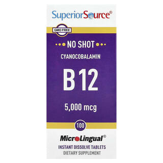 Superior Source, Цианокобаламин B12, 5000 мкг, 100 растворимых таблеток MicroLingual®  Instant Rстворять