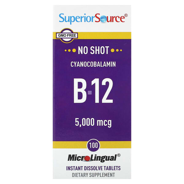 B-12 (Cyanocobalamin), 5,000 mcg, 100 MicroLingual Instant Dissolve Tablets