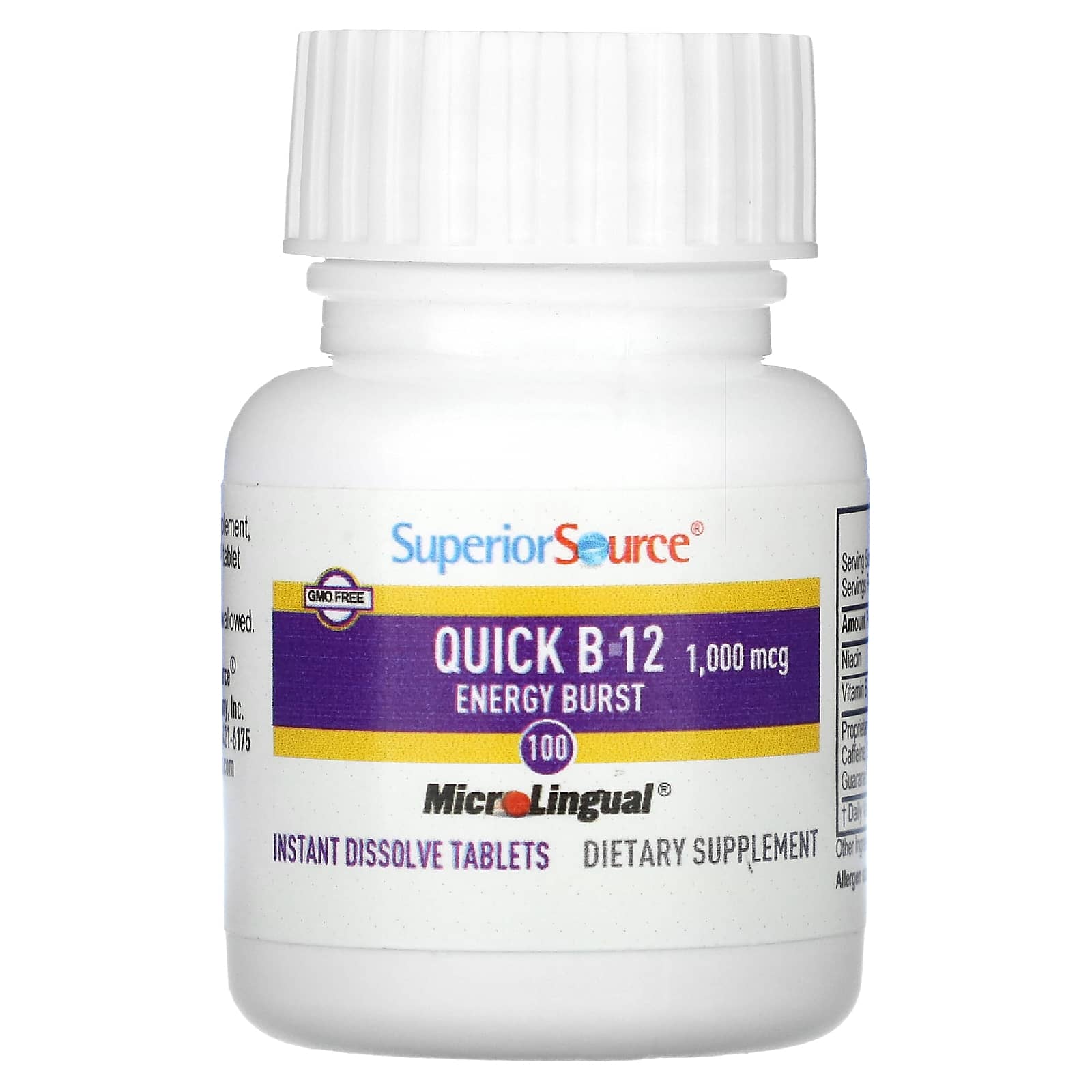 Superior Source, Quick B-12 Energy Burst, 1,000 Mcg, 100 MicroLingual ...