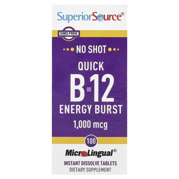 Superior Source, Letupan Tenaga B-12 Pantas, 100 Tablet Larut Segera MicroLingual®