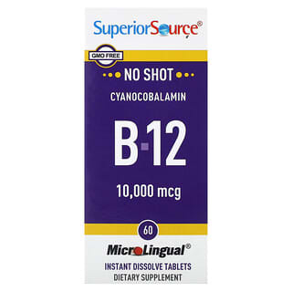 Superior Source, цианокобаламин, витамин B12, 10 000 мкг, 60 быстрорастворимых таблеток MicroLingual