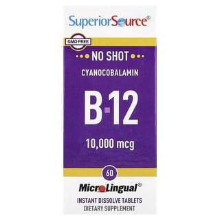 Superior Source, Цианокобаламин B-12, 10 000 μg, 60 незабавно разтворими таблетки MicroLingual®