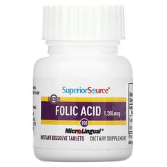 Superior Source, Folsäure, 1.200 mcg, 100 MicroLingual Instant-Dissolve-Tabletten