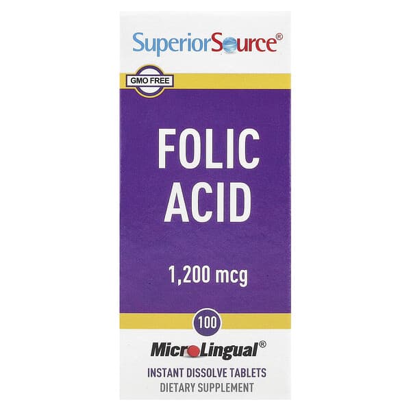 Superior Source, 엽산, 1,200mcg, 즉시 용해되는 MicroLingual 100정