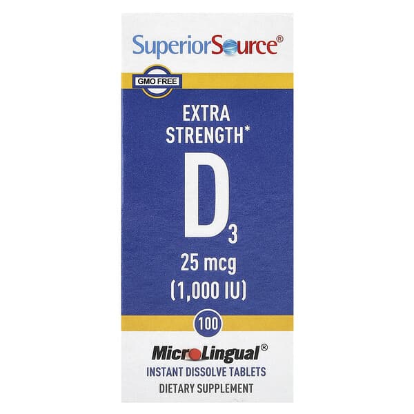 Superior Source D3, 25 mcg (1000 IU), 100 MicroLingual® Instant Dissolve Tablets