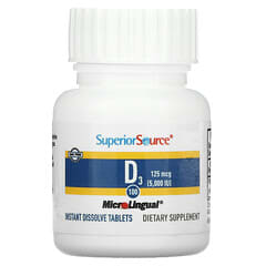 Superior Source, Extra Strength Vitamin D3, extra starkes Vitamin D3, 125 mcg (5.000 IU), 100 MicroLingual-Schmelztabletten