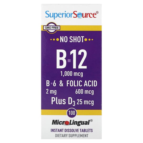 Superior Source B-12, B-6 & Folic Acid, Plus D3, 100 MicroLingual Instant Dissolve Tablets
