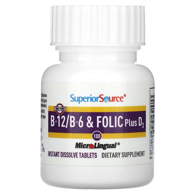 b12 injections and folic acid tablets B-12, B-6 & Folic Acid, Plus D3, 100 MicroLingual Instant Dissolve Tablets