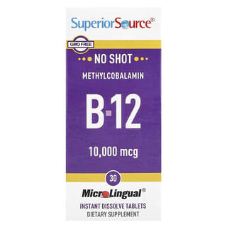 Superior Source, Méthylcobalamine B-12, 10 000 µg, 30 comprimés à dissolution instantanée MicroLingual®