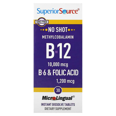 Superior Source, Methylcobalamin Vitamins B12, B6 & Folic Acid, 30 MicroLingual Instant Dissolve Tablets