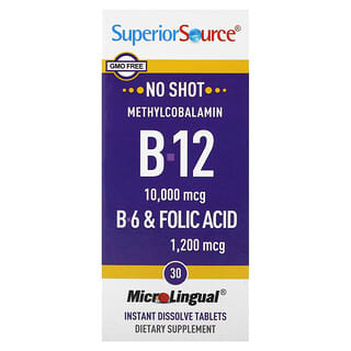 Superior Source, витамины B12, B6 и фолиевая кислота, метилкобаламин, 30 быстрорастворимых таблеток MicroLingual