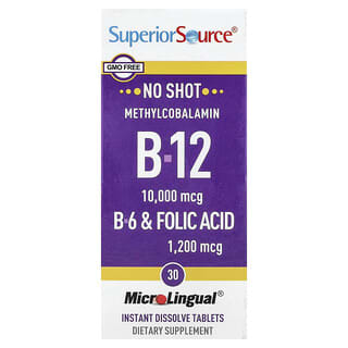 Superior Source, B-12, B-6 e Ácido Fólico, 30 Comprimidos MicroLingual® de Dissolução Instantânea