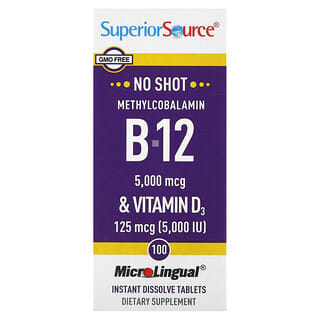 Superior Source, Metilcobalamina B-12 e Vitamina D3, 100 Comprimidos de MicroLingual Dissolução Instantânea