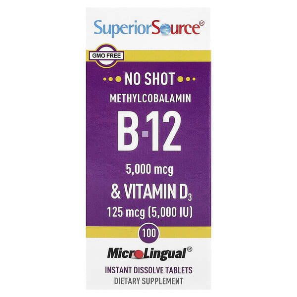 Superior Source, Methylcobalamin B-12 & Vitamin D3, 100 MicroLingual Instant Dissolve Tablets — product photo 1
