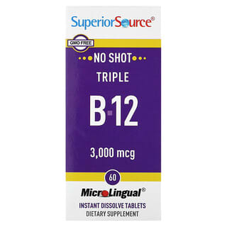 Superior Source, Triple vitamina B12, 3000 mcg, 60 comprimidos de disolución instantánea MicroLingual