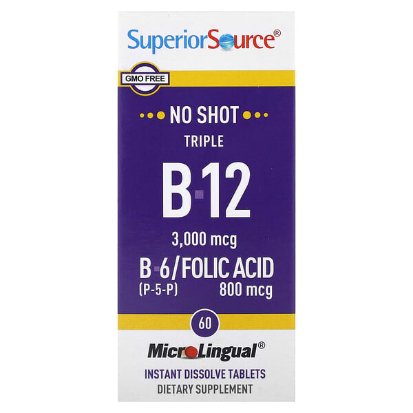 Superior Source Triple B-12, B-6, Folic Acid, 60 MicroLingual Instant Dissolve Tablets