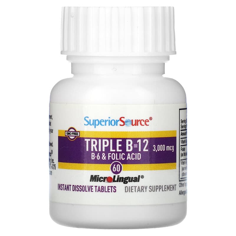 b12 injections and folic acid tablets Triple B-12, B-6, Folic Acid, 60 MicroLingual Instant Dissolve Tablets