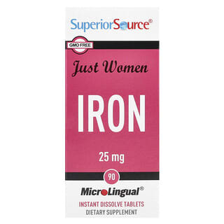 Superior Source, Just Women, Eisen, für Frauen, 25 mg, 90 Microlingual sofort auflösende Tabletten