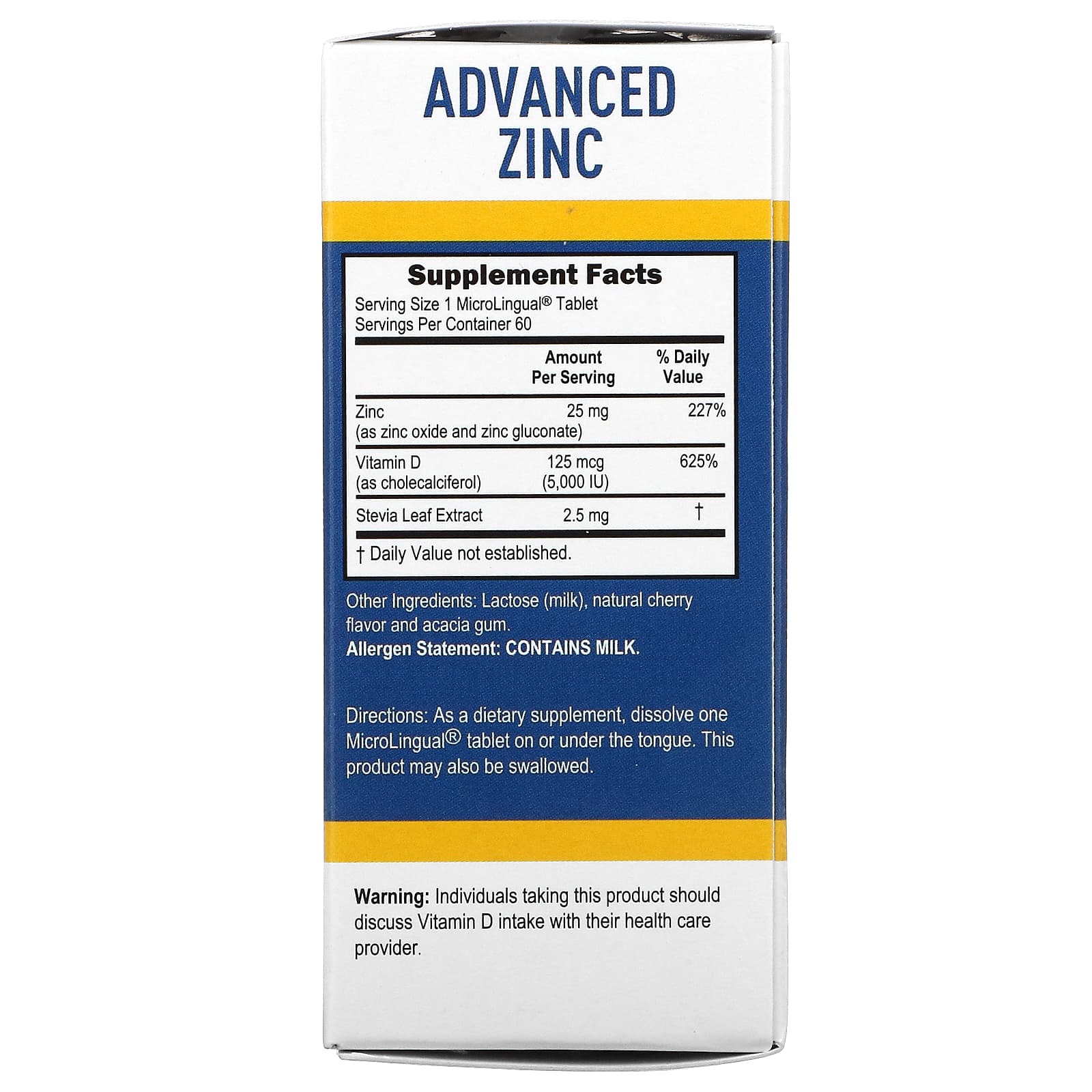 Superior Source Advanced Zinc Vitamin D3 60 Microlingual Instant Dissolve Tablets 1742