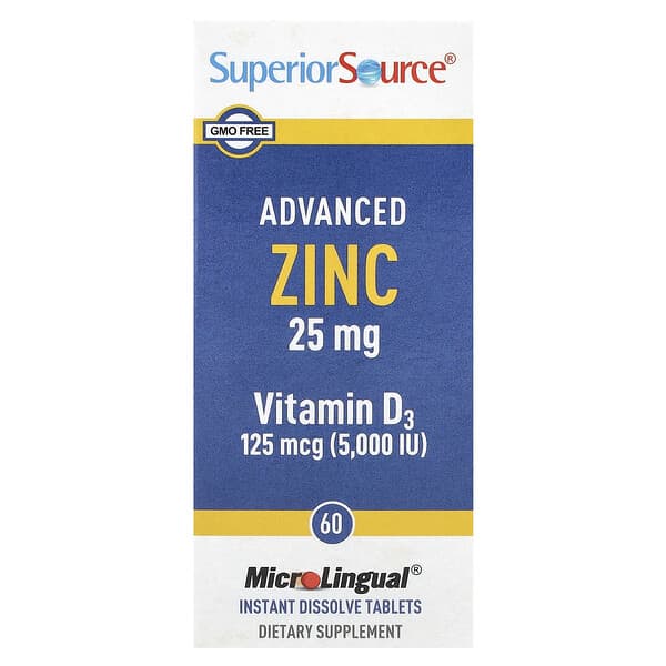 Superior Source Advanced Zinc, Vitamin D3, 60 MicroLingual® Instant Dissolve Tablets