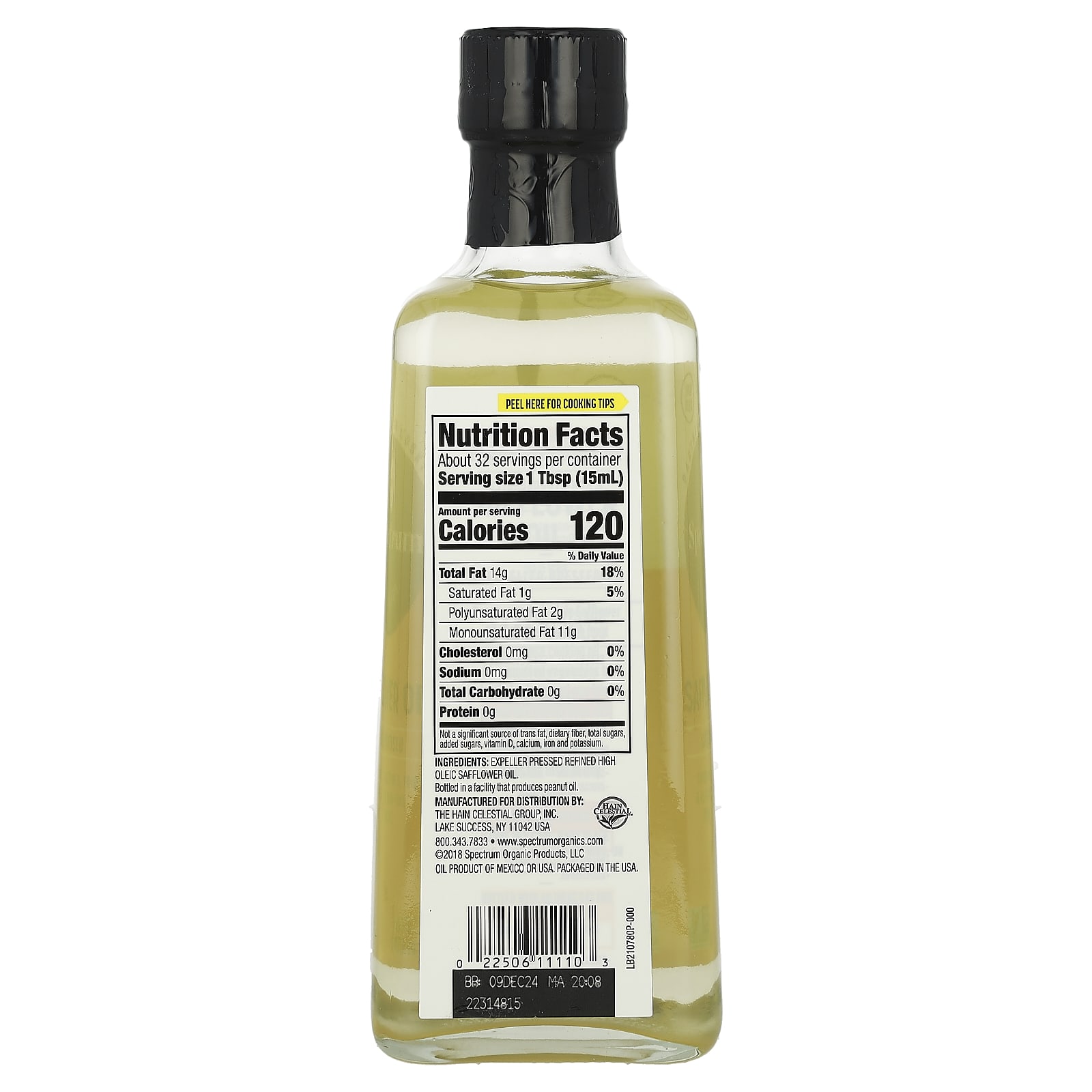 Spectrum Culinary, Safflower Oil, Expeller Pressed, 16 fl oz (473 ml)