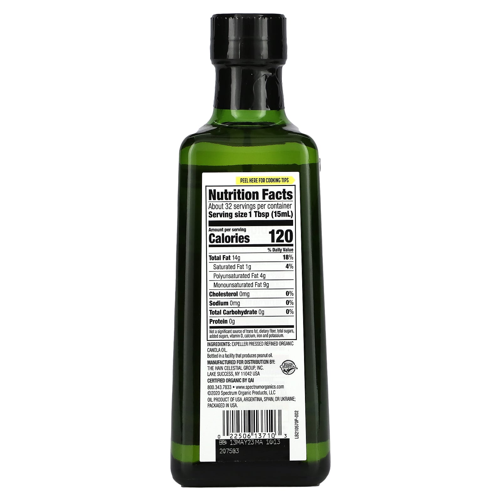 Spectrum Culinary, Organic Canola Oil, Expeller Pressed, Refined, 16 fl