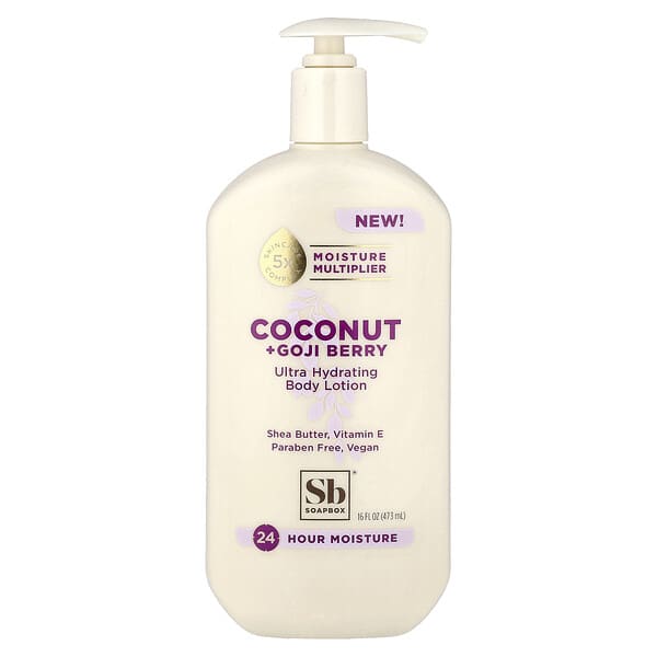Soapbox, 울트라 하이드레이팅 바디 로션, 코코넛 + 구기자 베리, 473ml(16fl oz)