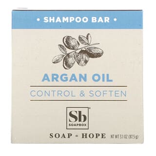Soapbox, Barra de Shampoo de Óleo de Argão com Óleo de Coco e Karité, Controle e Suavização, 87,5 g (3,1 oz)