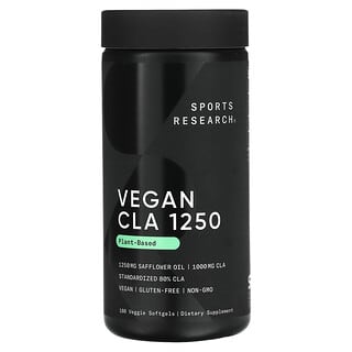 Sports Research, Vegan CLA 1250, Plant Based, 1,250 mg, 180 Veggie Softgels
