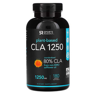 Sports Research, CLA 1250, konjugierte Linolsäure, 1.250 mg, 180 vegetarische Weichkapseln