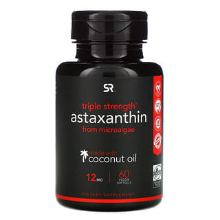 Sports Research, Astaxanthin، بالقوة الثلاثية، سعة 12 ملجم، عبارة عن كبسولات هلامية نباتية