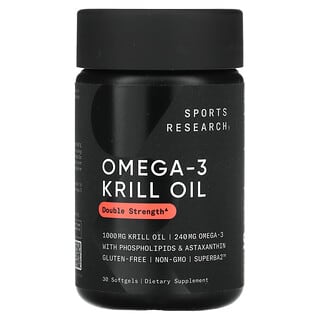 Sports Research, Aceite de kril con omega-3, doble concentración, 30 cápsulas blandas