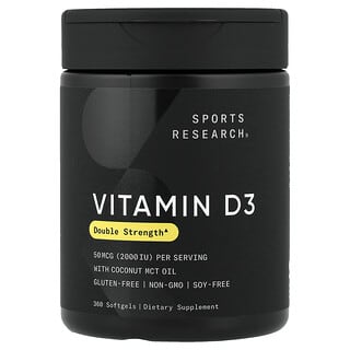 Sports Research, Vitamina D3, 50 mcg (2000 UI), 360 cápsulas blandas