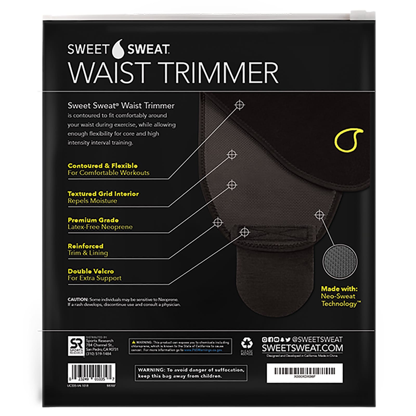 sports research sweet sweat waist trimmer details