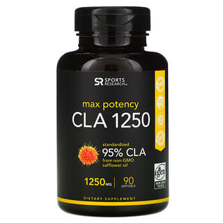 Sports Research, CLA 1250, Potencia máxima, 1250 mg, 90 cápsulas blandas