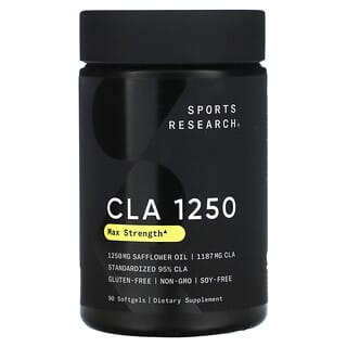 Sports Research, CLA 1250, maximale Wirksamkeit, 1.250 mg, 90 Weichkapseln