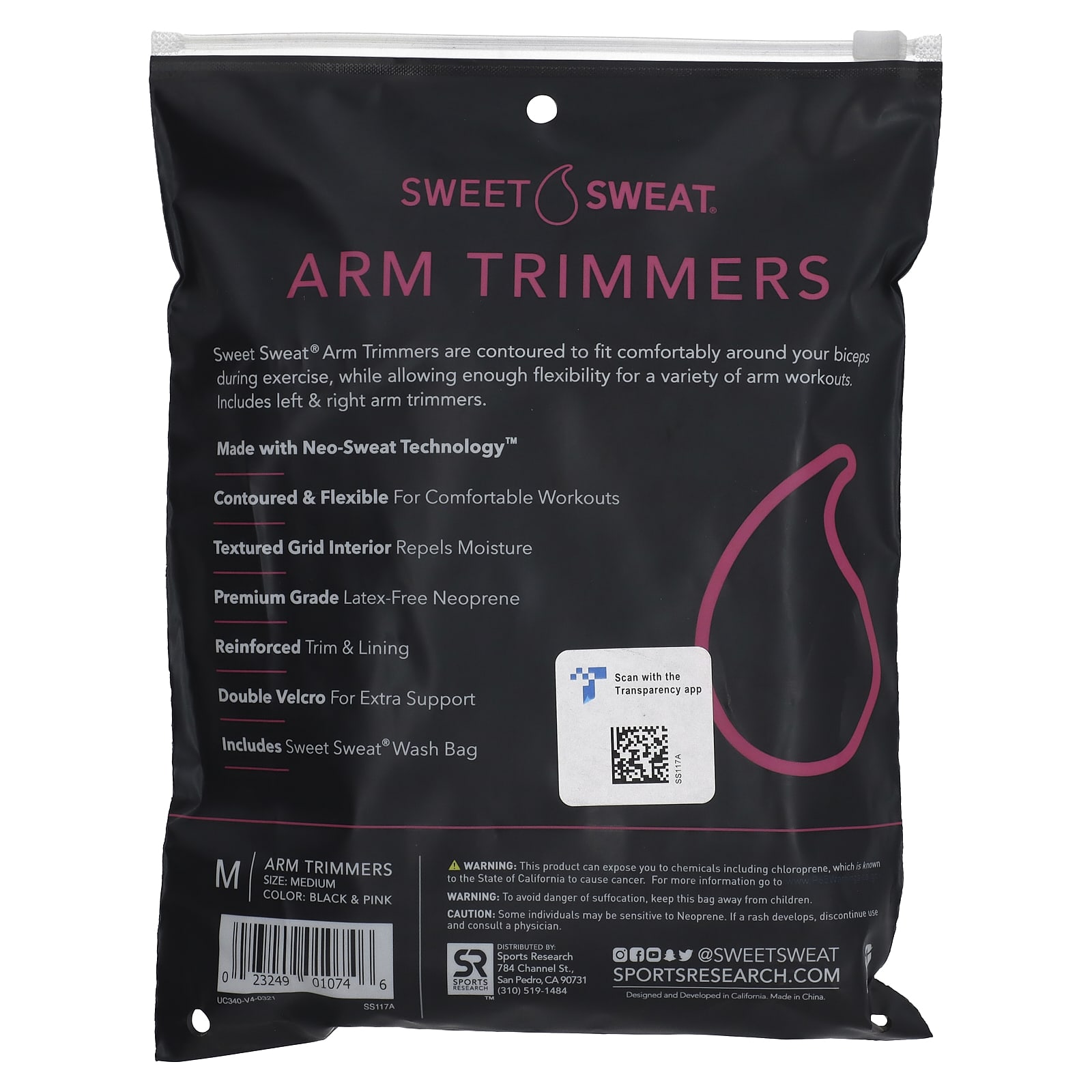 Sports Research Sweet Sweat Thigh Trimmers - 1 Pair, Pink, For Workout & Training