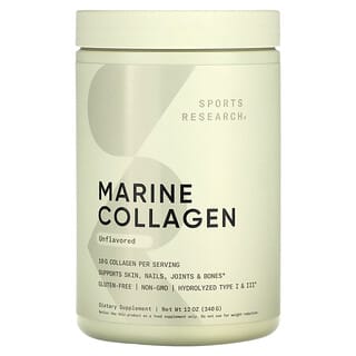 Sports Research‏, פפטידי קולגן ימיים, ללא טעם, 340 גרם