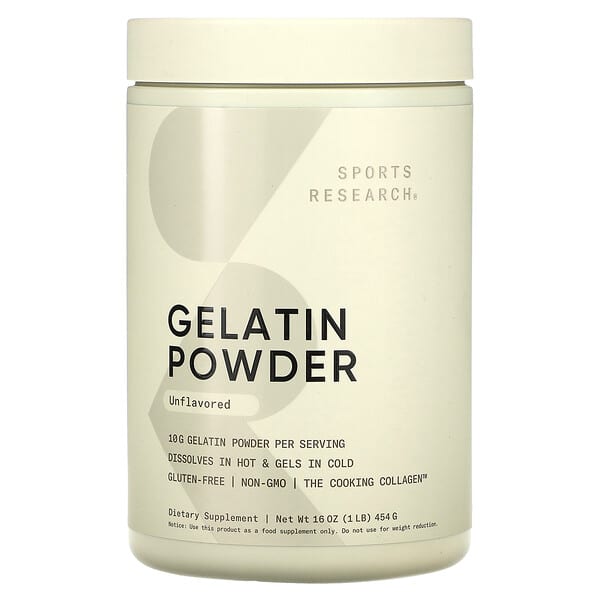 Sports Research, Gelatin Powder, Unflavored, 1 lb (454 g)
