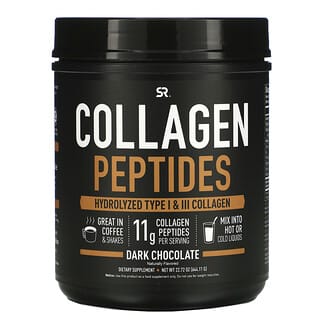 Sports Research, Péptidos de colágeno, Colágeno hidrolizado de tipos I y III, Chocolate amargo, 644,11 g (1,42 lb)