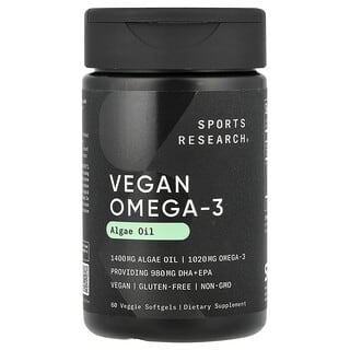 Sports Research, Suplemento con omega-3 vegano, 60 cápsulas blandas vegetales