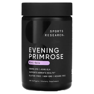 Sports Research, Evening Primrose, 500 mg, 240 Kapsul Gel Lunak