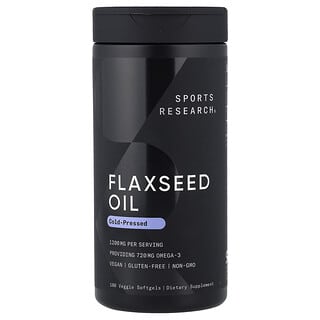 Sports Research, Pellavansiemenöljy, 1 200 mg, 180 kasvispehmytkapselia