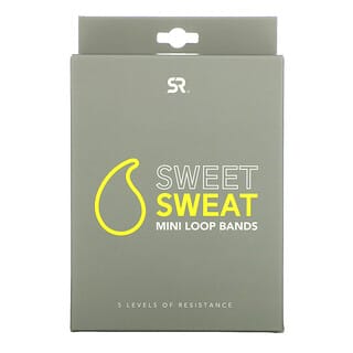 Sports Research, Sweet Sweat، أشرطة حلقية صغيرة مرنة للتمارين الرياضية، 5 أشرطة حلقية مرنة