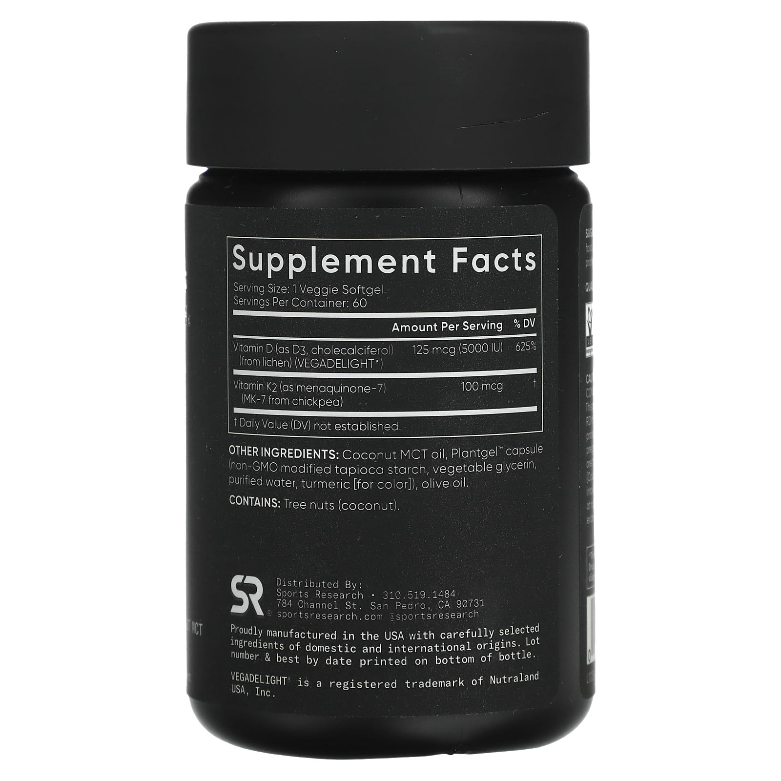 Sports Research, D3 + K2, Plant Based, 60 Veggie Softgels