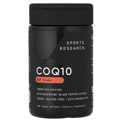 Sports Research, CoQ10, USP-grade with BioPerine, 120 Veggie Soft gel capsules Sports Research, CoQ10, USP-grade with BioPerine, 120 Veggie Soft gel capsules