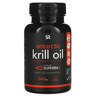 Sports Research, Aceite de kril antártico SUPERBA 2 con astaxantina, 500 mg, 120 cápsulas blandas