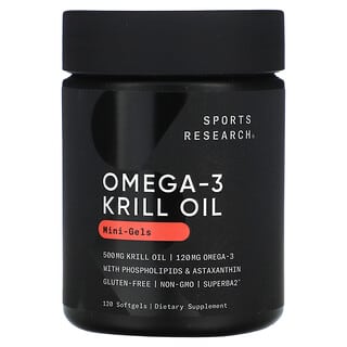 Sports Research, Omega-3 Krill Oil, Mini-Gels, 500 mg, 120 Softgels